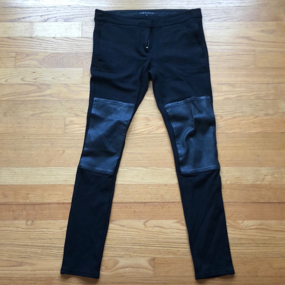 Theory leggings with leather knee patches